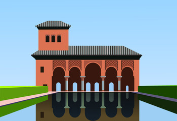  traditional vector andalusian building. Landscape vector illustration