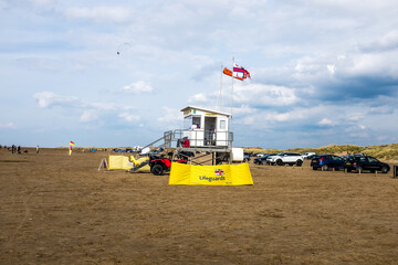 Obraz premium Lifeguard Station on Ainsdale Beach near Southport, UK.