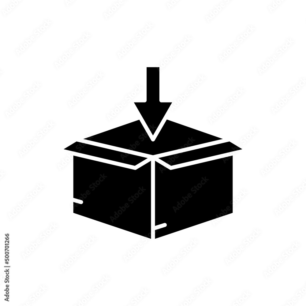 Poster open box icon and with arrow. solid icon style. suitable for packaging icon. simple design editable.