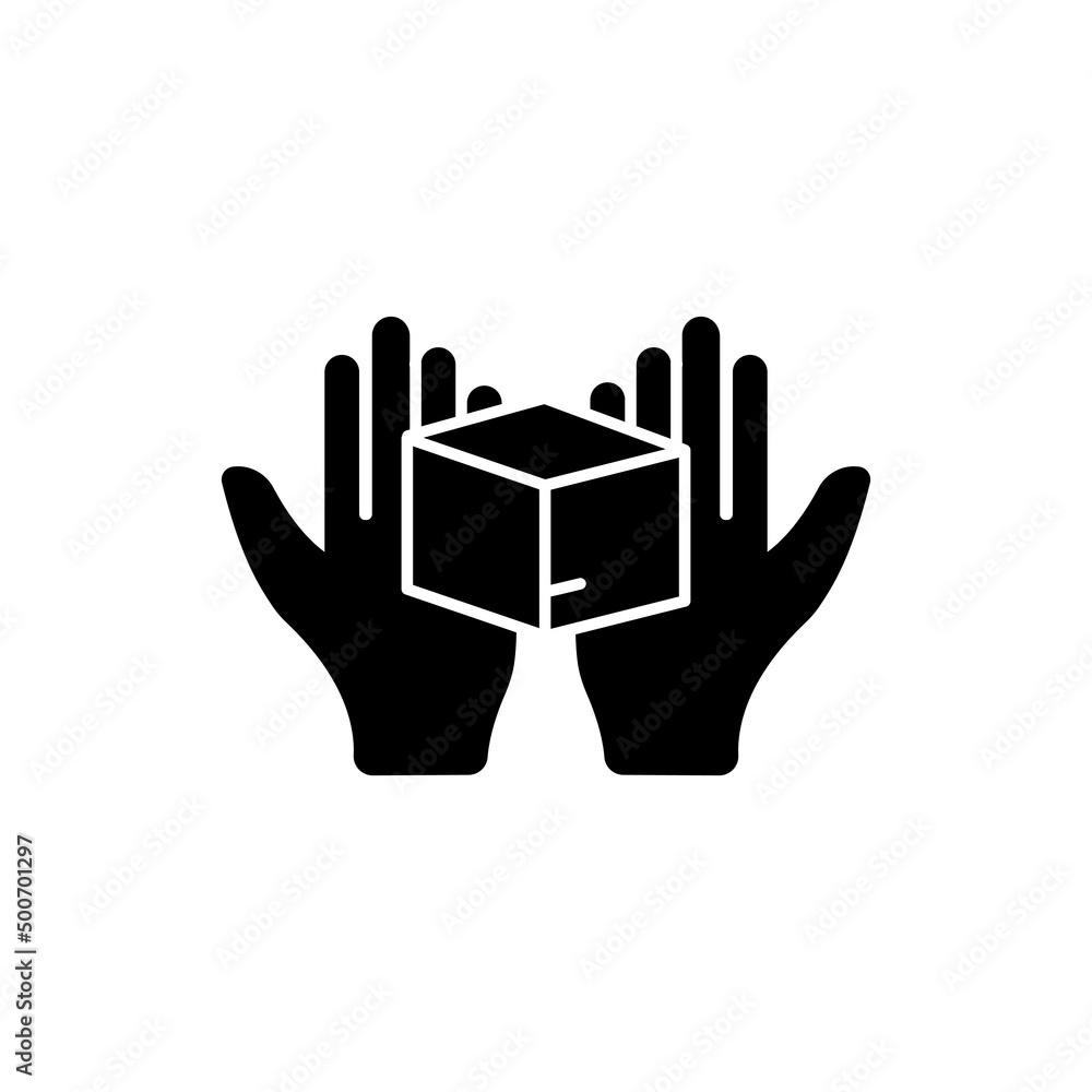 Poster hand icon with box. delivery. solid icon style. suitable for packaging icon. simple design editable.
