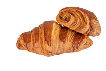 croissant and chocolate bread isolated on a white background