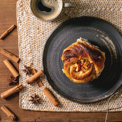 Sweet apple cinnamon buns. Traditional home bakery