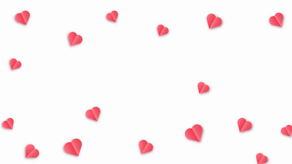 Valentine s paper confetti red hearts flying in the isolated transparent background. Red sign symbols of love border for Happy Mother s Day or romantic banner greeting card design