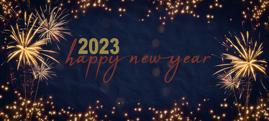 Silvester 2023 Happy New year New Year's Eve Party background banner panorama long- Frame made of...