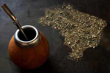 Shape of Brazil made of Yerba mate