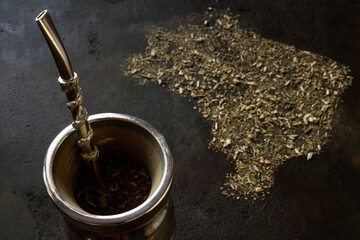 Shape of Brazil made of Yerba mate