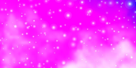 Light Purple vector background with colorful stars.