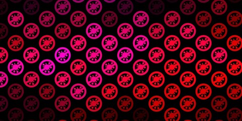 Dark Pink vector pattern with coronavirus elements.