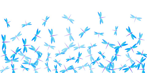 Magic cyan blue dragonfly isolated vector background. Summer pretty damselflies. Wild dragonfly isolated children illustration. Delicate wings insects patten. Fragile beings