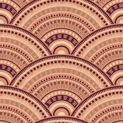 Ethnic circle shapes seamless geometric pattern. © SunwArt