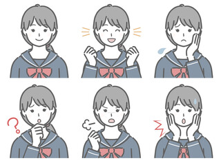 女子学生の色々な表情
