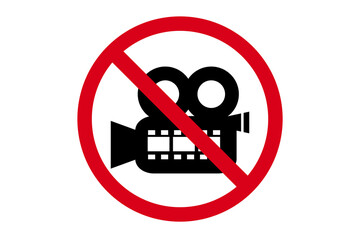 Red prohibition sign no video recording icon