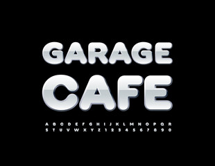 Vector stylish Sign Garage Cafe. Bright Artistic Font. Modern Alphabet Letters and Numbers