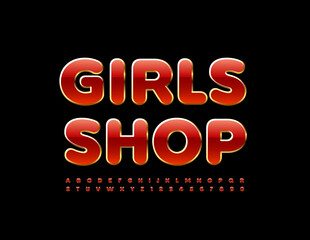 Vector luxury Sign Girls Shop. Bright Artistic Font. Modern Alphabet Letters and Numbers set