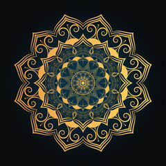 luxury ornamental mandala design background in gold color