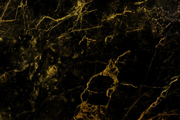 Black marble with golden curly veins pattern background for design