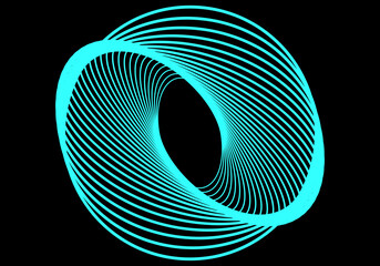 Trazado de círculo escalonado en espiral sobre fondo negro
