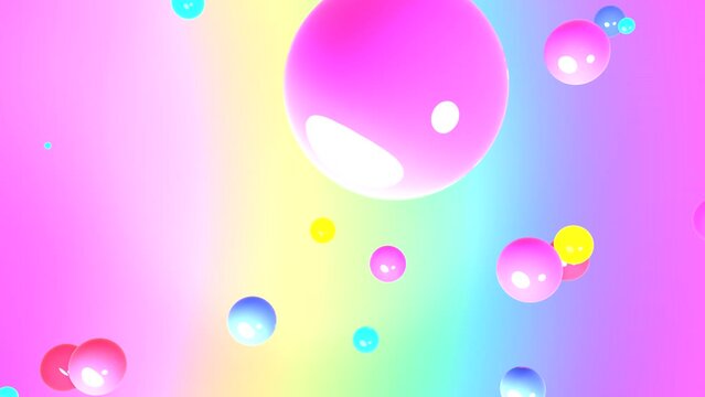 Looped flowing colorful spheres animation.