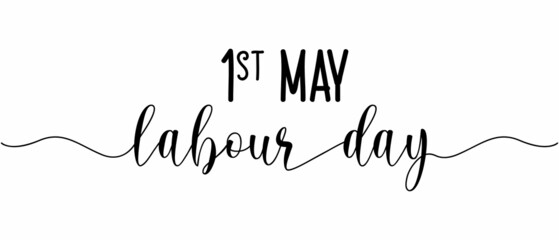1st May labor day phrase continuous one line calligraphy with white background