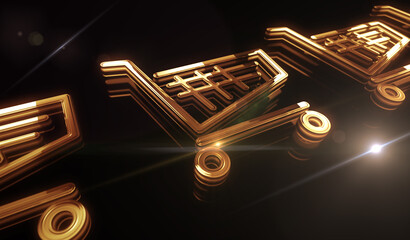 Shopping cart icon online commerce and business symbol digital 3d illustration