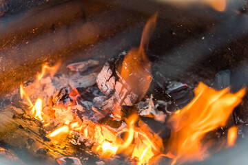 Abstract Blurred Fire and Coal Background, Concept of Grilling Season