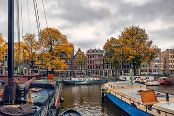 Amsterdam city in autumn, Netherlands

