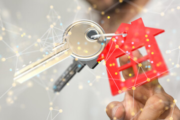 home choice Big data and artificial intelligence concept. Machine learning and cyber mind domination