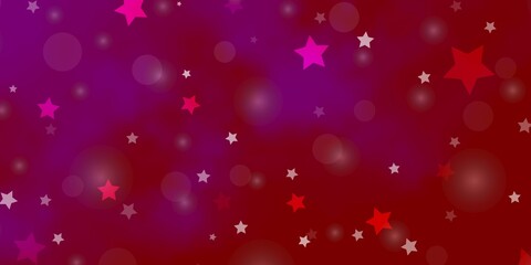 Light Pink vector backdrop with circles, stars.