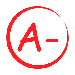 Obraz premium Grade result A minus. Hand drawn icon in red color. Test exam mark report vector illustration
