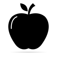 Apple icon with shadow, healthy raw symbol, foot sweet fruit, vector illustration design, eco diet