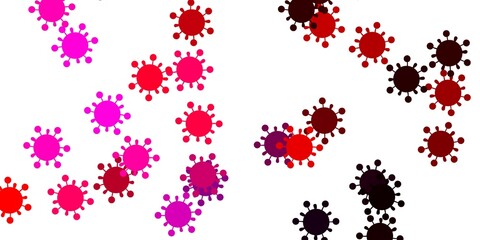 Light purple, pink vector background with covid-19 symbols.