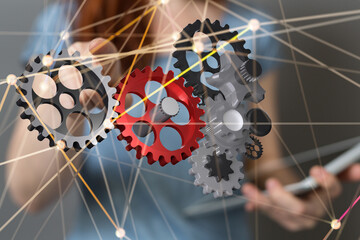 gear Futuristic in Industry 4.0 and business virtual diagram