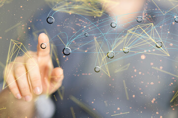 Global network. Blockchain. 3D illustration. Neural networks and artificial intelligence. Abstract