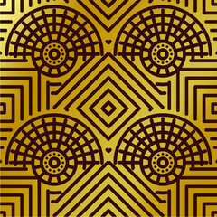 abstract pattern with circles golden square round lines seamless pattern abstract background