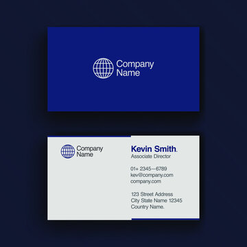 Professional Minimal Blue Business Card Template premium vector