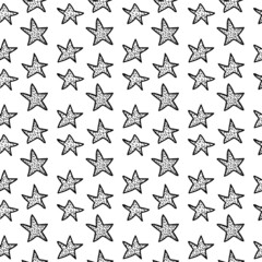 black star doodle vector illustration Seamless pattern on white background design wallpaper.