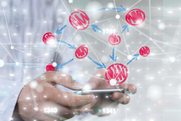 Abstract technology group and data 3d