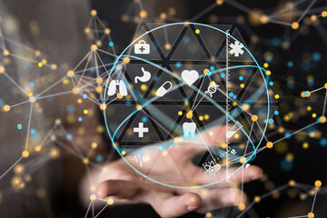  Ui icon medical in hospital with medical technology network concept