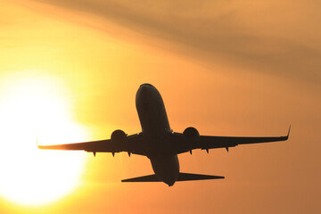 airplane at sunset