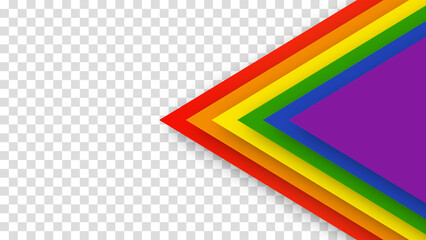 Abstract geometric red, orange, yellow, green, blue and purple lgbt color background. June LGBTQ Historical Pride Month. Background with rainbow color copy space for text. Transparent illustration