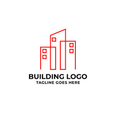 minimalist outline style building vector logo design element