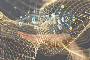 Global network. Blockchain. 3D illustration. Neural networks and artificial intelligence. Abstract  3d