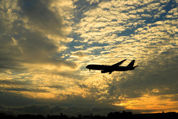 airplane at sunset