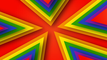 Abstract geometric red, orange, yellow, green, blue and purple lgbt color background. June LGBTQ Historical Pride Month. Background with rainbow color copy space for text. Vector illustration