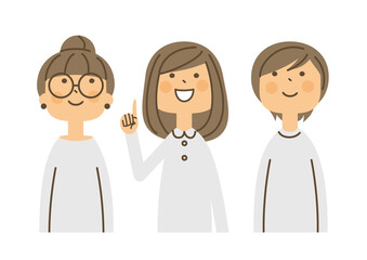 女性　上向き　白シャツ　3人