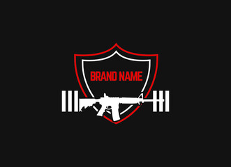 AK47 Rifle Vector Illustration with barbell