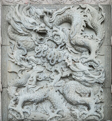 wall dragon stone sculpture
