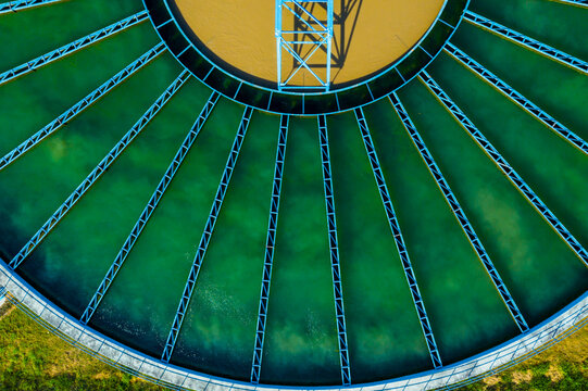 Aerial Top View Of Drinking-Water Treatment. Microbiology Of Drinking Water Production And Distribution, Water Treatment Plant, Planing, Roof Plan