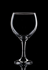 glass cup on black background