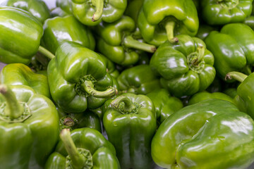 Fototapeta na wymiar Food backgrounds. Fresh vegetables. Bell pepper or Green pepper supermarket.